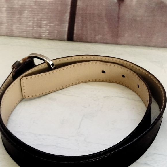 Talbots Brown Leather Belt Women's Sz Medium Genuine Leather Silver Buckle - Picture 6 of 13